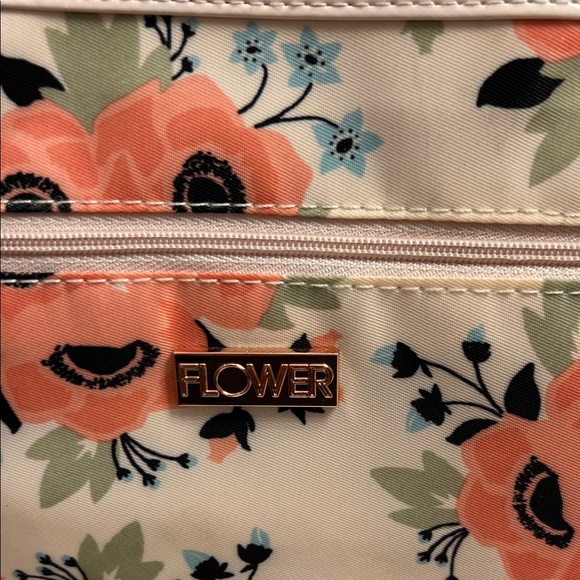 Floral Cosmetic Bag - Cream and Orange - Picture 2 of 4